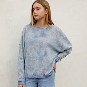 2/$15 Lucky Brand Tie Dye Sweatshirt Blue Long Sleeve Relaxed Fit Knit Size S